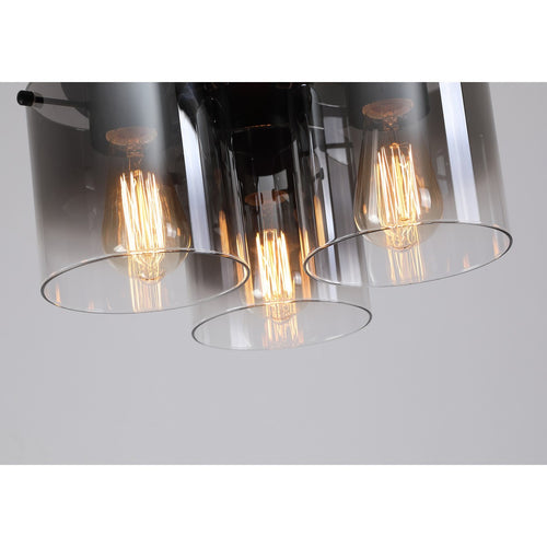 Searchlight Sweden 3-lichts plafondlamp - matzwart en gerookt glas