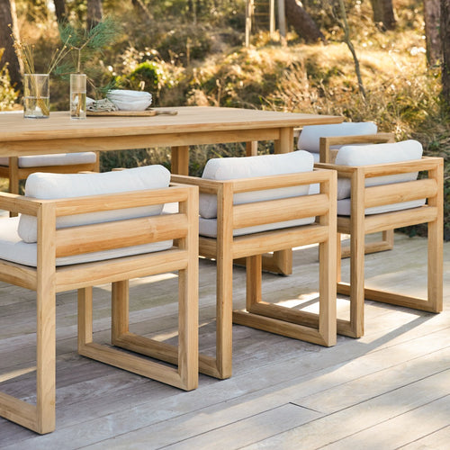 Tikamoon Massief teakhouten tuinset met 6 stoelen - Wit