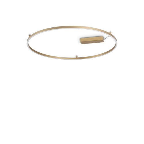 Ideal Lux ORACLE SLIM 90 cm niet-dimbare ronde LED-plafondlamp met geïntegreerde montage, 3000K, messing, 5650lm