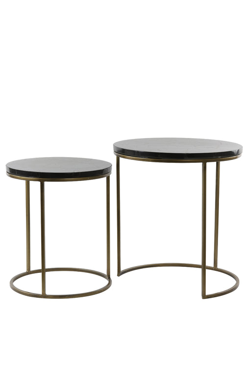 Light & Living bijzettafel SOBRINA - Ø50x52cm - zwart - Set van 2