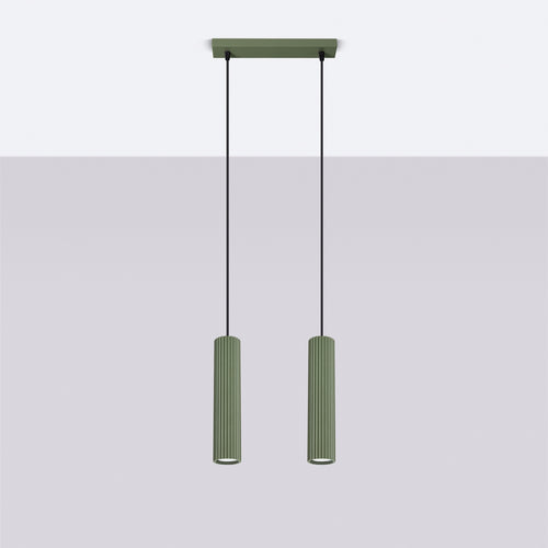 Sollux Lighting Hanglamp KARBON 2 olijfgroen - 30x6,5x90cm