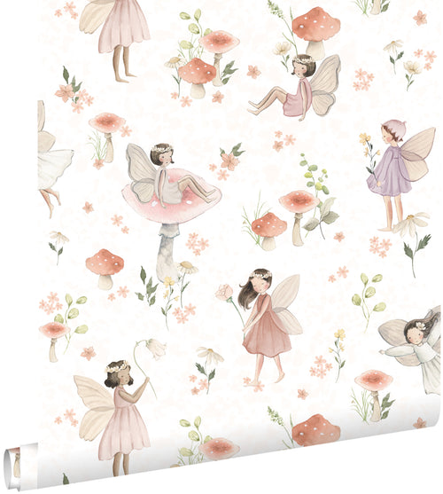 ESTAhome behang elfjes roze en wit - 50 x 900 cm - 131338 - vtwonen shop