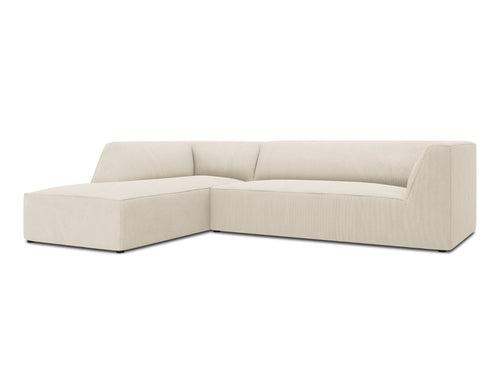 Micadoni - Linker hoekbank "Ruby" 4 zitplaatsen, ribfluwelen, lichtbeige - 180x273x69cm
