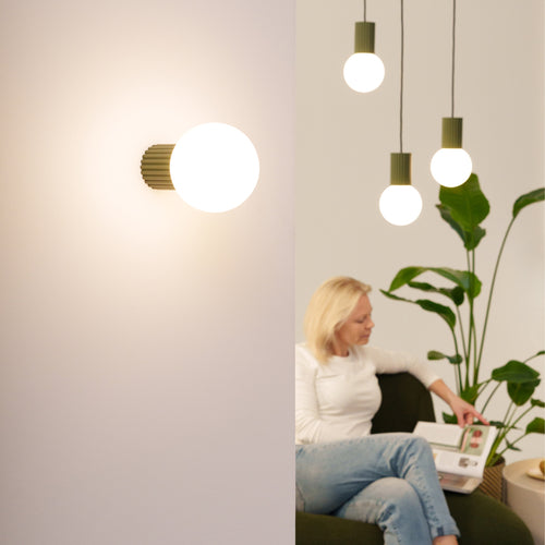 Sollux Lighting Hanglamp HALO 3P olijfgroen - 25x25x125cm