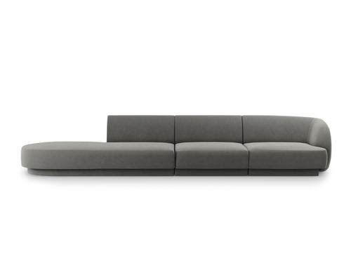 Micadoni linker bank Miley 4-zits, flueel, lichtgrijs - 90x323x70cm