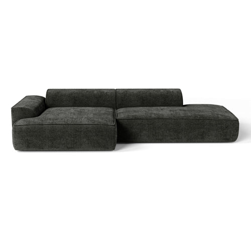 Premium Interiors - Hoekbank (links) HANA - fluweel weefsel donker antraciet 300cm
