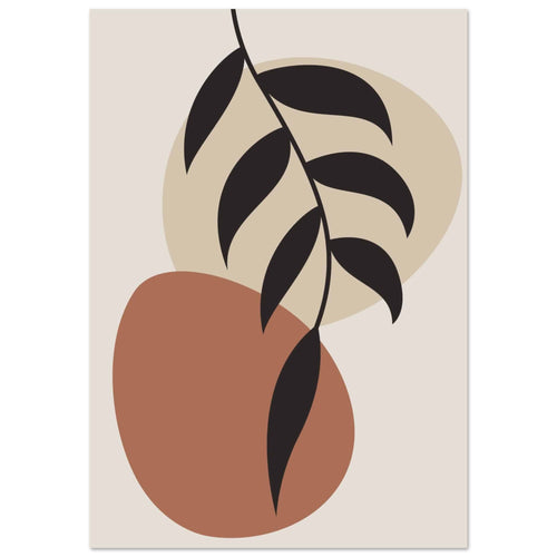 Artfulprints Poster met Lijst Boho - Abstract leaf II   - A4 21x29.7 cm - Terracotta