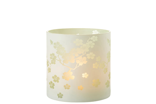 J-Line windlicht Bloemen -  glas - groen - extra large - vtwonen shop