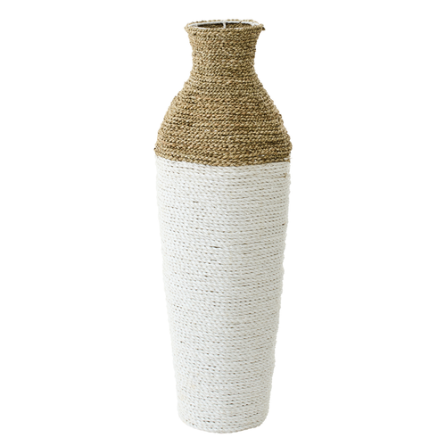 J-Line vaas - zeegras - wit/naturel