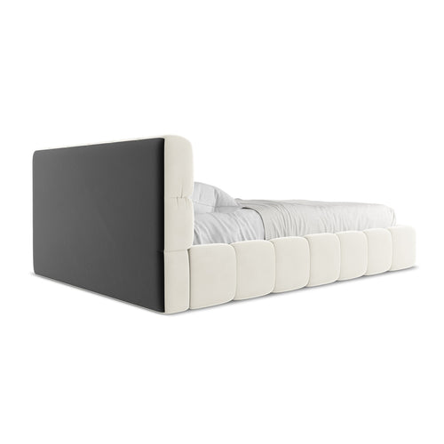 LaMiaSofa Bed met opbergruimte Roma - velours - lichtbeige - 160x228x82
