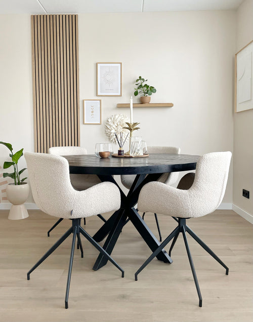 Kick draaistoel Novi - Bouclé - Beige - vtwonen shop