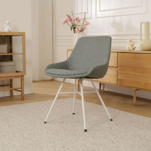 Nolon Noa-Isa Eetkamerstoel Saliegroen - Stof - Wit Onderstel - vtwonen shop