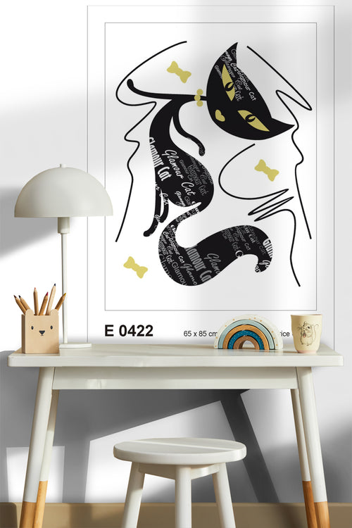 Sanders & Sanders muursticker kat zwart - 85 x 65 cm - 600247