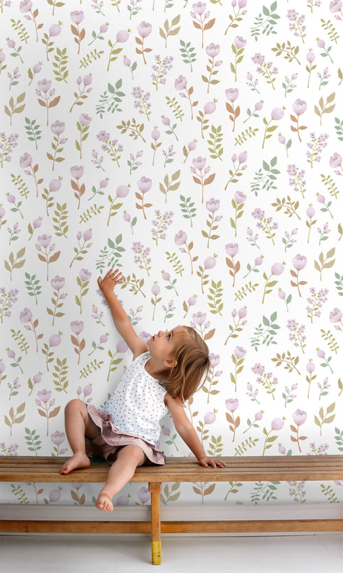 ESTAhome behang bloemen lila paars en vergrijsd groen - 50 x 900 cm - 139975 - vtwonen shop