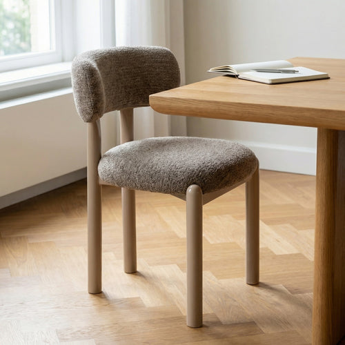 DÉJA Living Eetkamerstoel Thijn - Taupe Stof - 56x52x79cm - Set van 2