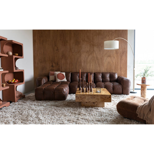 Dutchbone Hackman 4,5-zitsbank Leer Chocolade Bruin - vtwonen shop