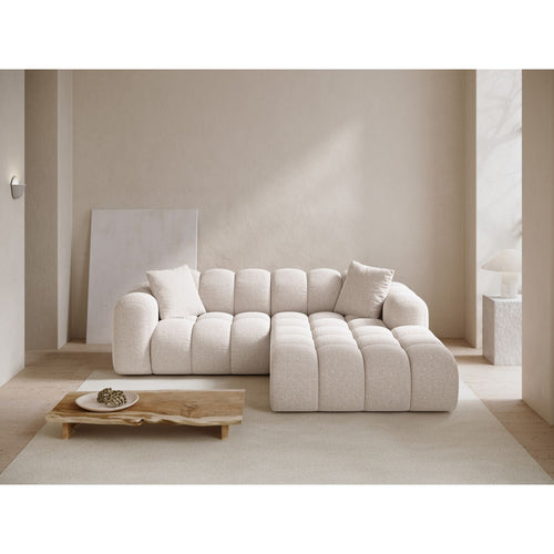 Cosmopolitan Design - Rechter hoekbank Treno 3-zits, chenille lichtbeige - 184x240x70cm