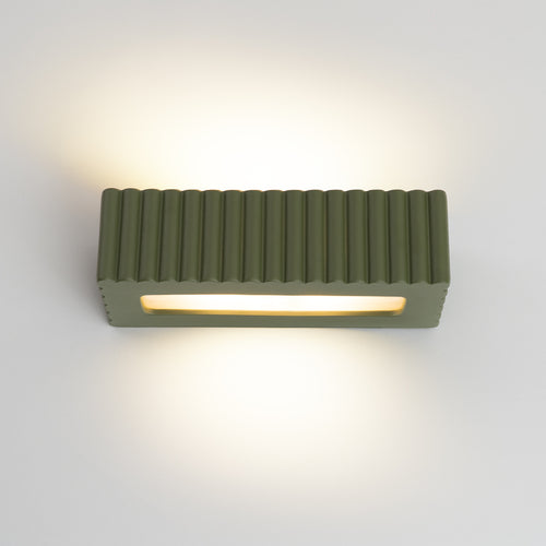 Sollux Lighting Wandlamp keramiek RIGATA olijfgroen - 34x12x10cm