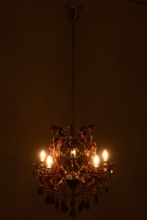 J-Line hanglamp Kand Antiek - glas - bruin