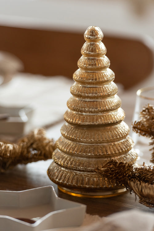 J-Line geurkaars Boom Geribbeld - glas - goud - large - vtwonen shop