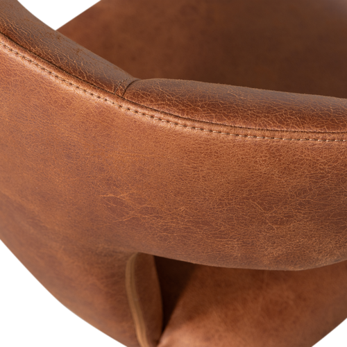 WOOOD eetkamerstoelen Permit - Leerlook - Cognac - Set van 6