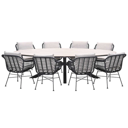 Garden Impressions tuinset Lucas - Tulli zwart - light teak look - 9-delig