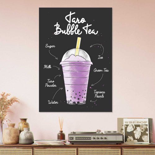 Artfulprints  Taro Bubble Tea – Ingrediënten   poster A4 21x29.7 cm