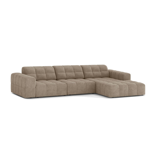 Cosmopolitan Design - Rechter hoekbank Chicago 4-zits, chenille donkerbeige - 167x294x78cm