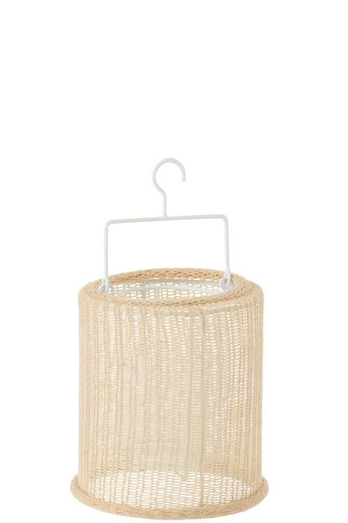 J-Line lantaarn Cilinder - metaal/polyester - beige - small - vtwonen shop