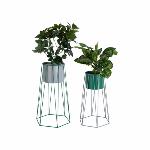 Present Time bloempot Cool Retro - grijs - 34x30x56cm