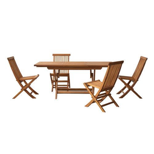 Tikamoon Massief acaciahouten tuinset met 4 stoelen - Bruin - vtwonen shop