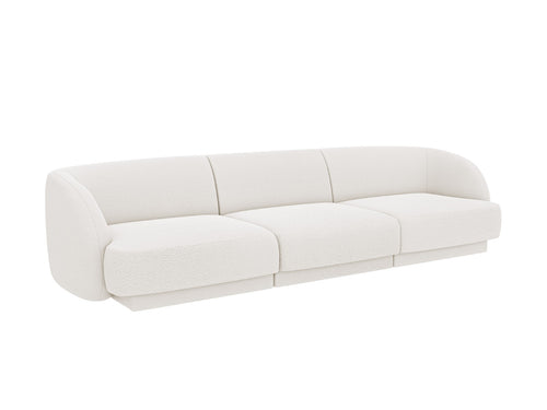 Micadoni - Bank "Miley" 3 zitplaatsen, boucle wit - 90x255x70cm