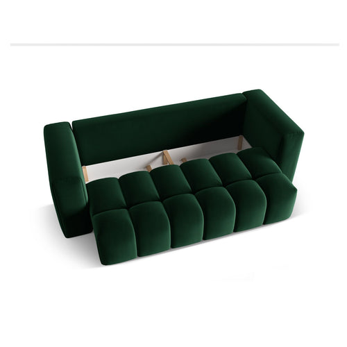 Cosmopolitan Design - Slaapbank met opbergdoos Verona 3-zits, flueel flessengroen - 98x252x85cm