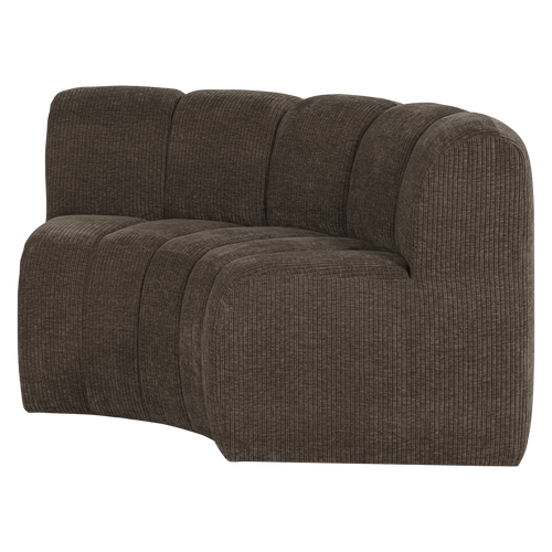 WOOOD eetbank halfronde hoek rugleuning Mojo - Ribstof - Bruin - 83x152x74