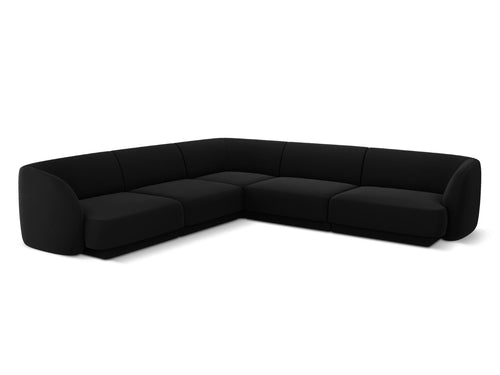 Micadoni Symmetrische hoekbank Miley 5-zits, flueel, zwart - 255x255x70cm