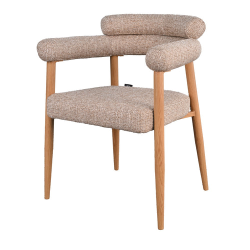 DÉJA Living Eetkamerstoel Lidingö - Taupe/Naturel Stof - Set van 2 - vtwonen shop