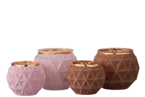 J-Line kaarshouder Bol - glas/fluweel - oker - large - 2 stuks - vtwonen shop