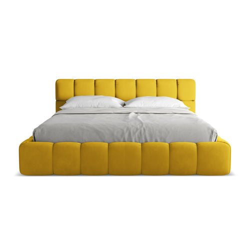 LaMiaSofa Bed met opbergruimte Roma - chenille stof - mosterd - 200x228x82