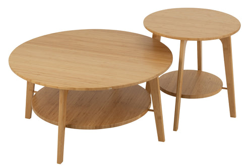 J-Line bijzettafel Rond - bamboe - naturel - large