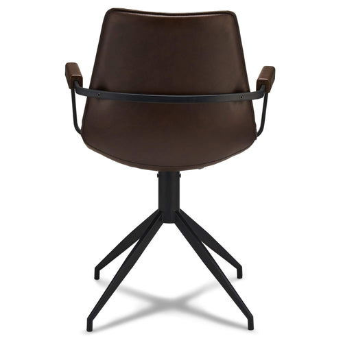 Furnhouse eetkamerstoelen armleuning Isabel - Donkerbruin - Kunstleer - Set van 4