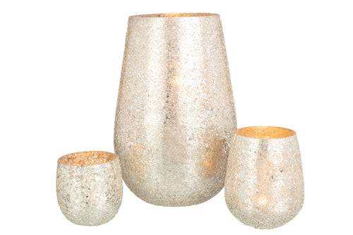 J-Line kaarshouder Glinstering - glas - goud - large