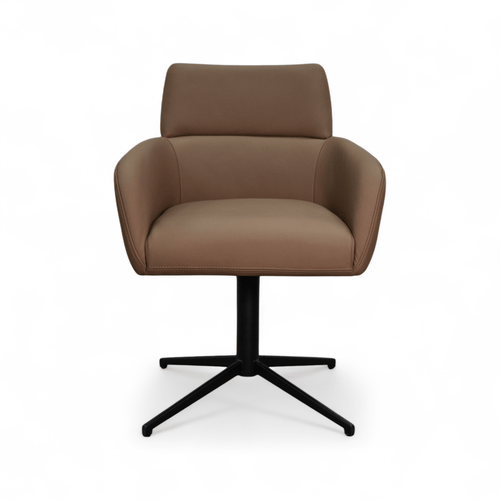 Furnhouse eetkamerstoelen armleuning Marco - Taupe - Leer - Set van 4