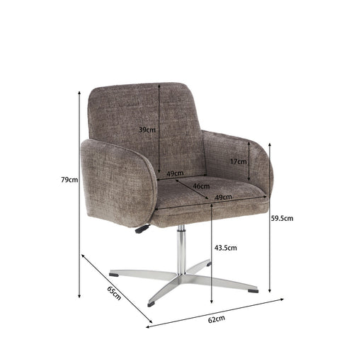 Kare Design Draaistoel met armleuningen Tabea bruin