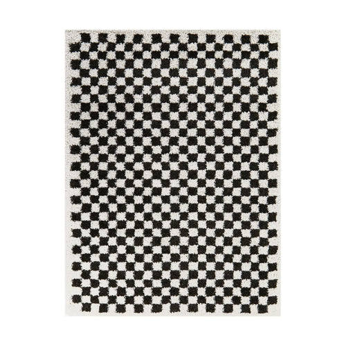 AFK Living vloerkleed Checkers - shaggy - zwart - 120 x 170 cm