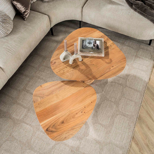 Giga Meubel Salontafel Driehoekig - Naturel - Set van 2 - 80x80x40cm - vtwonen shop