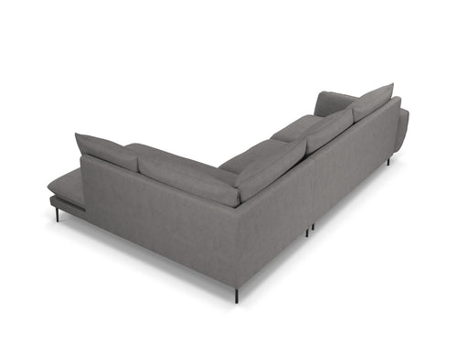 Cosmopolitan Design rechter hoekbank Vienna 6-zits, structurele stof, donkergrijs - 185x275x95cm