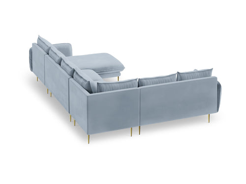 Cosmopolitan Design Panoramische hoekbank links Vienna 7-zits, flueel, lichtblauw - 235x330x95cm