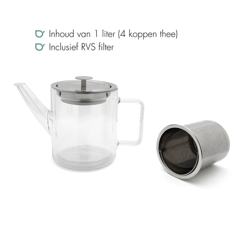 Bredemeijer - Theepot San Remo 1,0L dubbelwandig glas - vtwonen shop