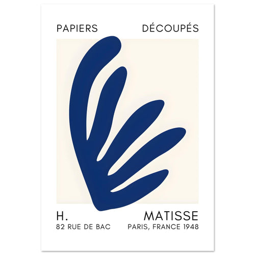 Artfulprints Poster met Lijst Matisse – Aquatic impression navy blue II   - 30x40 cm - Blauw