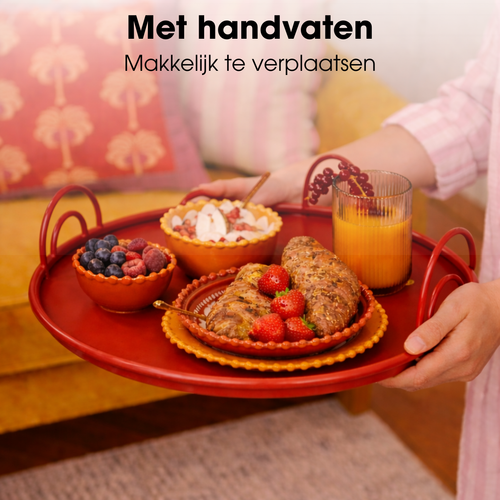 Mica Decorations Dienblad met Handgrepen - Set van 3 - Decoratie Woonkamer - Ook leuk als Kaarsenplateau, Onderzetter of Plantenonderzetter - IJzer -